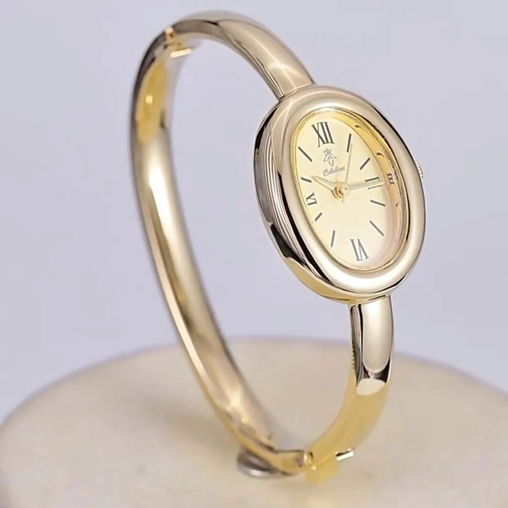 

Minimalist Gold Bangle Watch for Women Elegant Simple Quartz Bracelet Wristwatch Stylish Fashion Jewelry Gift for Ladies