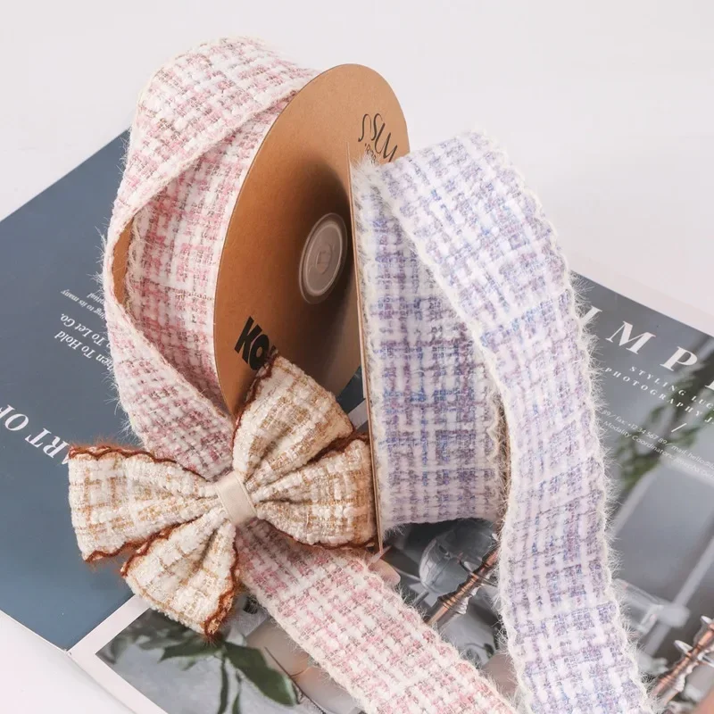 Handmade Ribbons with Fluffy Edges for DIY Bow Hair Accessories Handmade Tape Crafts 10 Yards