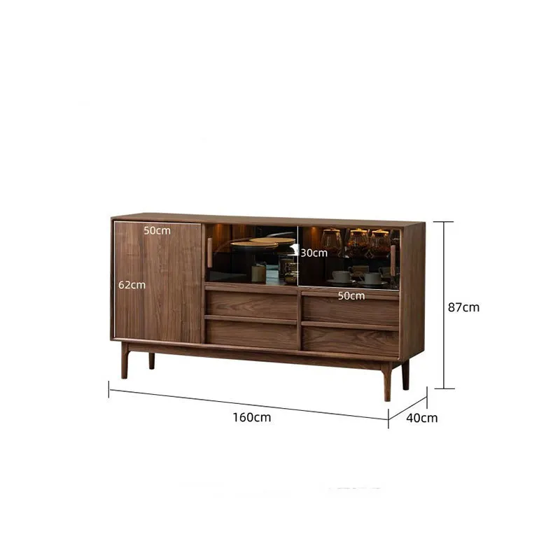 

North American Black Walnut All Solid Wood Bone Line Side Cabinet