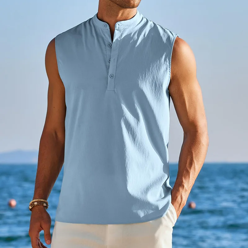 Spring And Summer New Half-open Sleeveless Bottoming Shirt Outdoor Men's Casual Vest