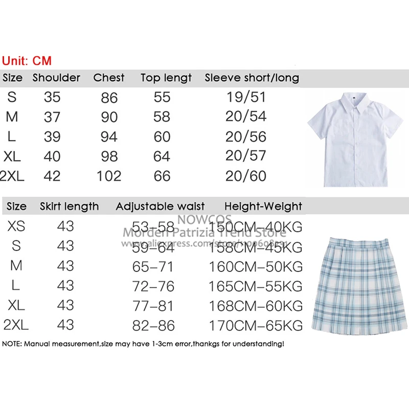 [Shina zugawa] japanische Schulmädchen Falten röcke mit hoher Taille blaue karierte Röcke Frauen kleiden lange/kurzärmlige jk Schuluniform