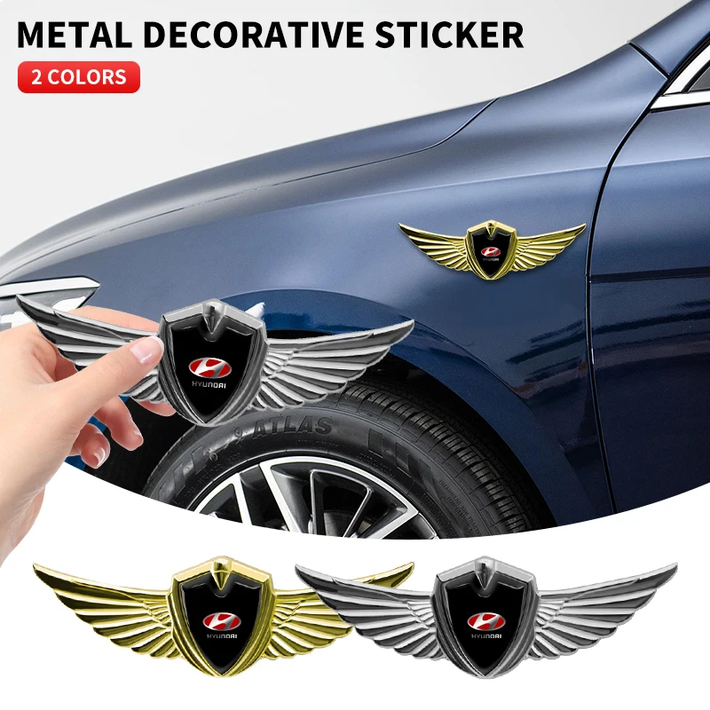 

3D Metal Styling Car Wings Side Mark Stickers Decor Accessories For Hyundai i30 i20 i10 i20 Tucson Elantra Veloster Sonata