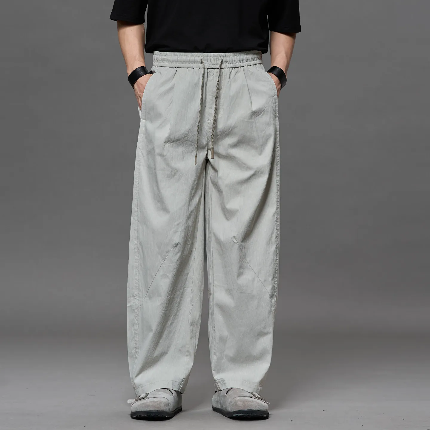 High Quality 2026 Spring/Summer Cotton Linen Japanese-Style Retro Matchet Pants Men's Fashion Loose Straight Casual Pants