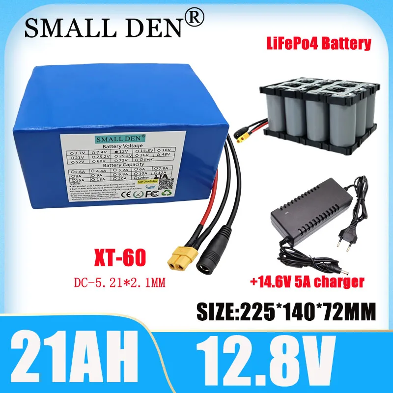 

New 12.8V 21Ah 32700 Lifepo4 battery pack 4S6P with built-in 40A maximum 100A balanced BMS electric bike+14.6V 5A charger