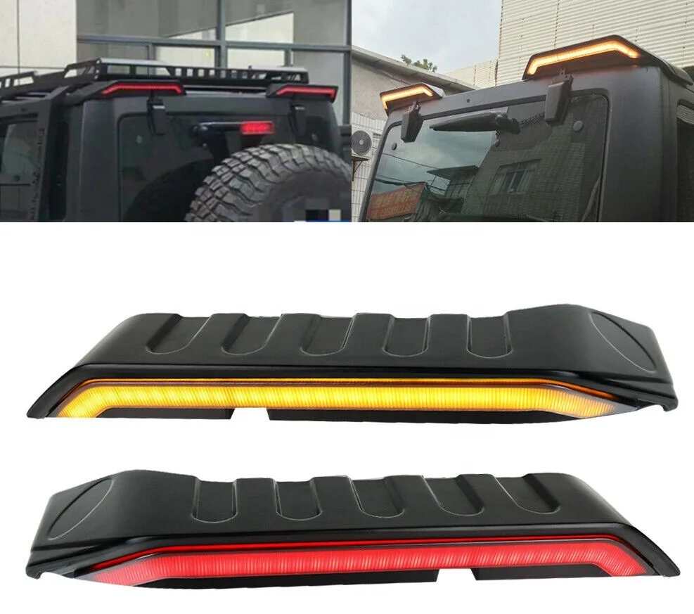 Good quality rear wings with running lights rear spoiller with led lights for jeep wrangler JK JL 4x4 offroad accessories