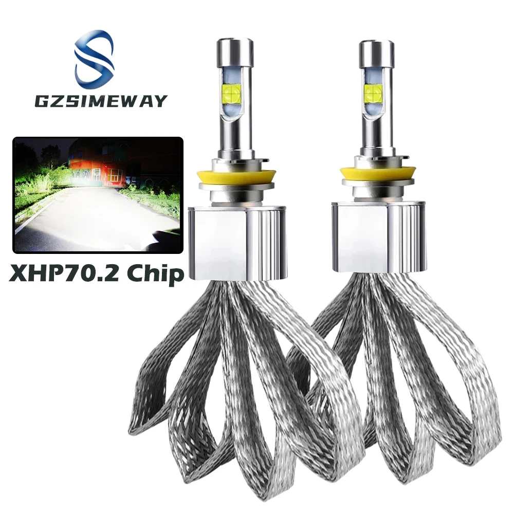 2PCS 30000LM H7 LED Bulb H11 H4 9012 9005 HB3 Car Headlights 5500K H8 H9 9006 HB4 Auto Headlamp Fog Light XHP70 Chip 6000K Lamps