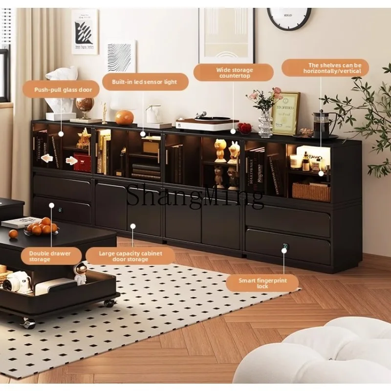 ZHB cream wind bay window balcony locker household sundries storage wall free combination bookcase G