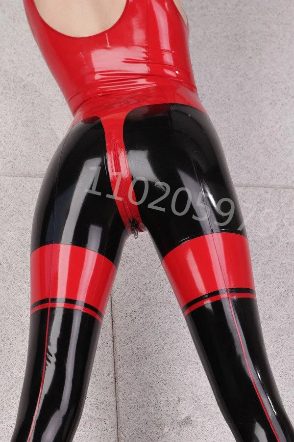 Combinaison en Latex Zentai sans manches, combinaison Catsuit en caoutchouc fétiche, col rond, épaisseur de 0.4MM, entrée de cou avec fermeture éclair à l'entrejambe