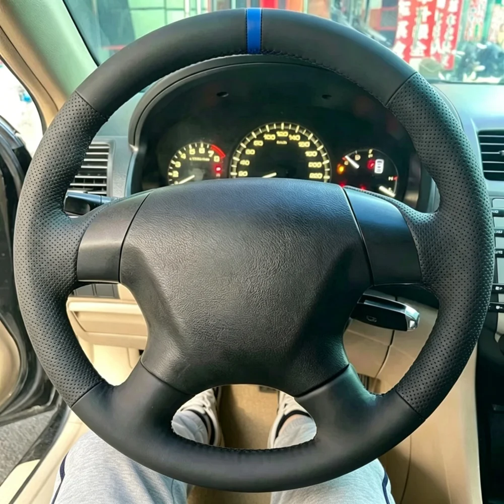 Funda de Volante de Cuero de Microfibra Perforada Negra Trenzada para Honda Accord 7, Odyssey 2003-2007, 2005-2010, Accesorios para Auto