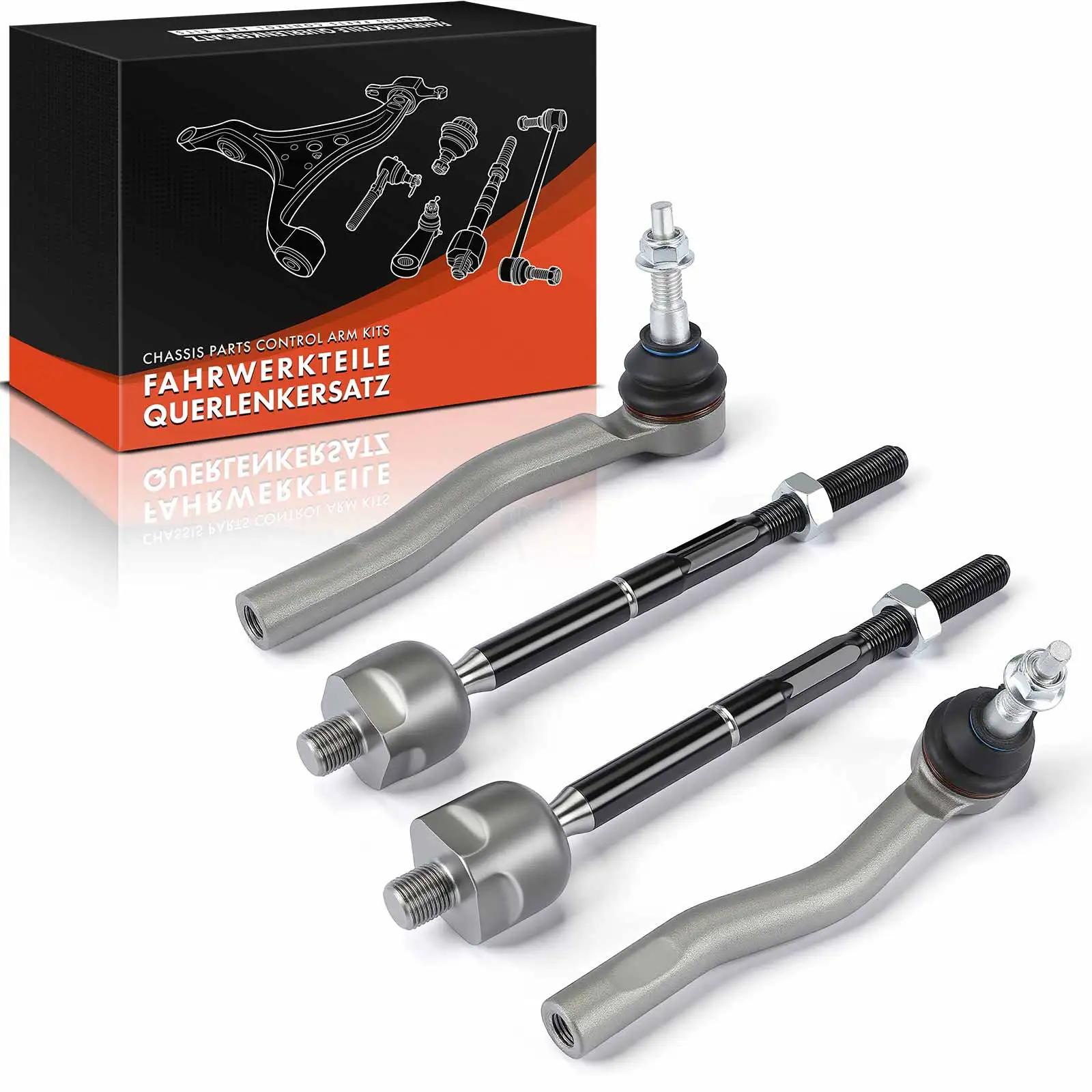 Frankberg 2x trekstang + 2x trekstangkop vooras Links Rechts voor FORD USA Bronco 2.7-5.8L MB3Z3280A MB3Z3A130A MB3Z3Z3A130B
