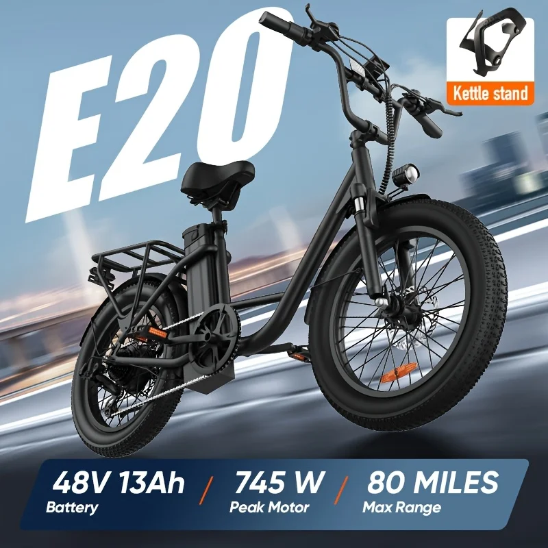 

Электровелосипед URLIFE E20 для бездорожья | 20-дюймовые широкие шины 3.0, мотор 745 Вт, аккумулятор 48 В 13 Ач, запас хода до 60 миль, готов к городской езде и приключениям, G