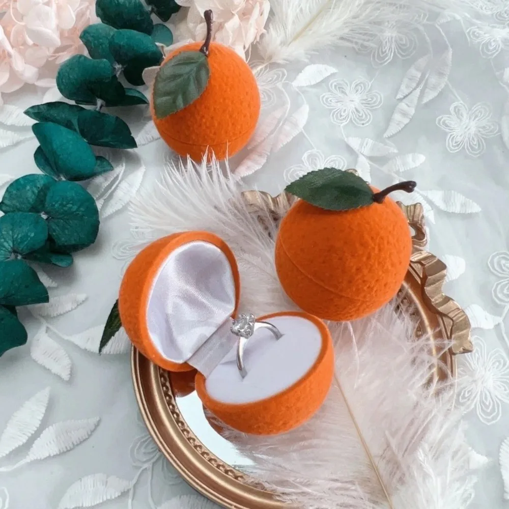 

Mini Anti-collision Cherry Necklace Organizer Grape Pineapple Fruit Ring Box Orange Strawberry Flocked Jewelry Box Gifts