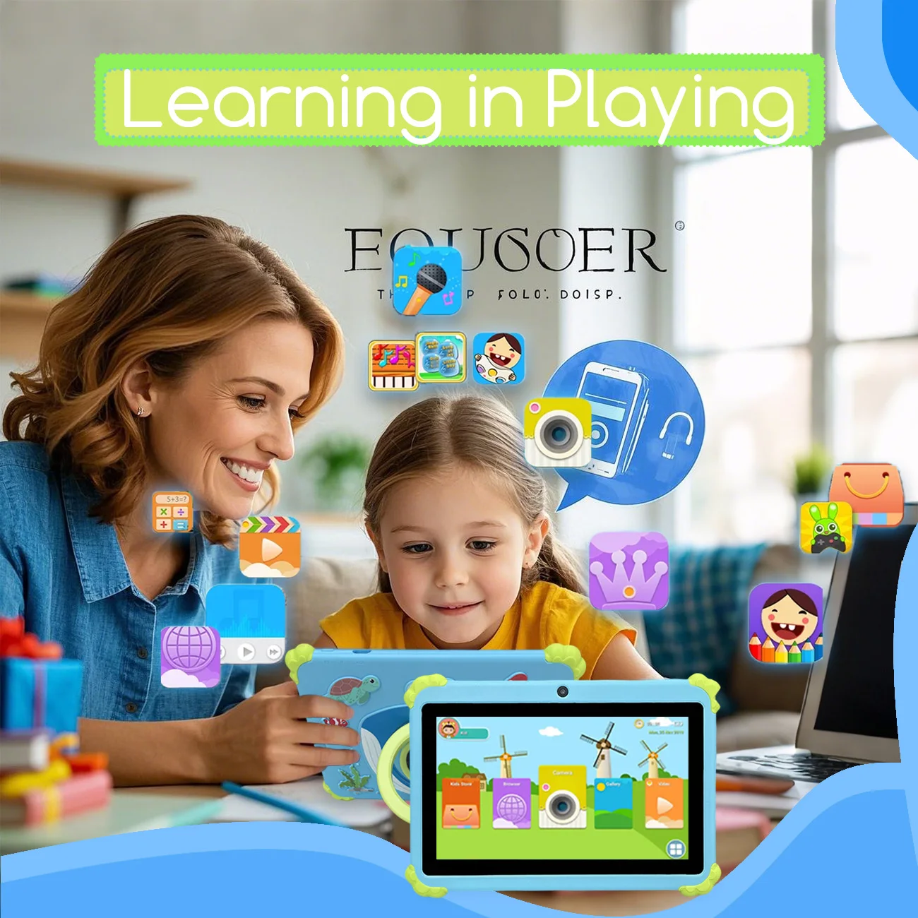 Kids Tablet Android 12 Tablet  dual cameras Educational Learning Toys Children Boys Girls Gifts