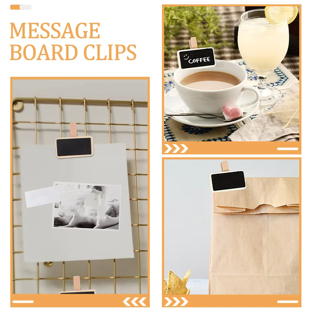50 قطعة علامات السبورة الصغيرة مشبك خشبي السبورة للطعام تسمية كليب الصغيرة السبورة مذكرة كليب رسالة مجلس المشابك #2