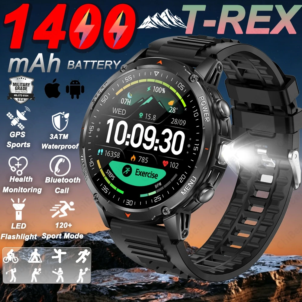 2026New 1400mAh Large Battery SmartWatch Bluetooth Call Sport Heart Rate 1.53" Military Outdoor Men Smart Watch For Android IOS