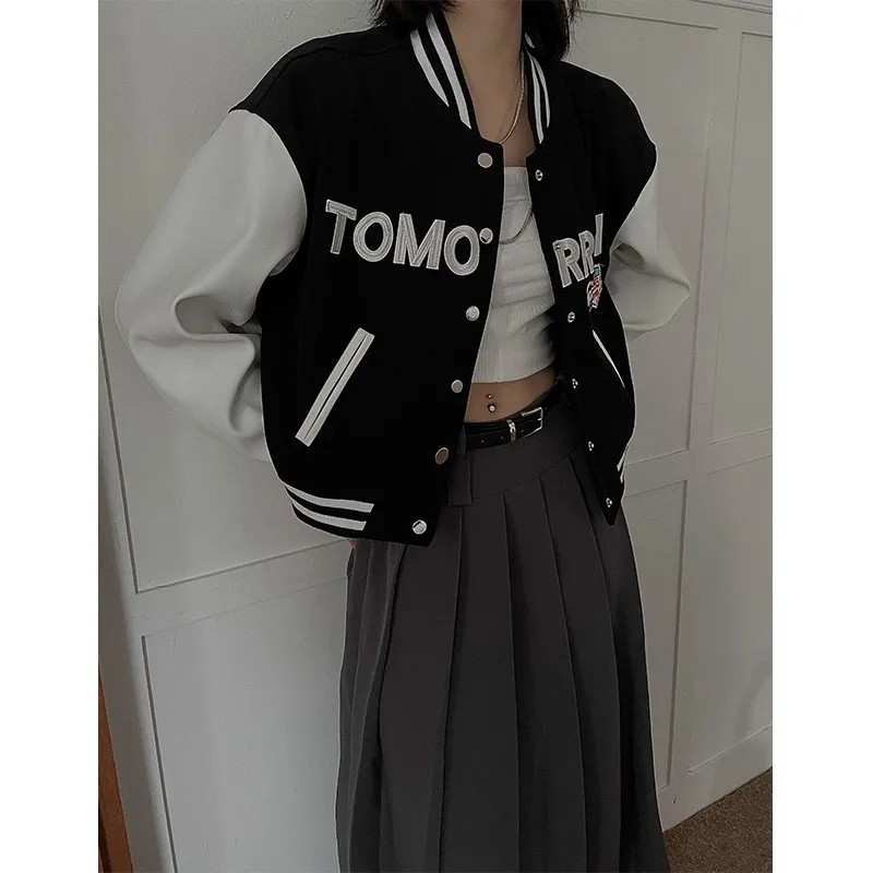 

American Retro Baseball Uniform Y2k Jacket Women's College Style Women's Casual All-match Jacket Women's Hiphop Boyfriend Style