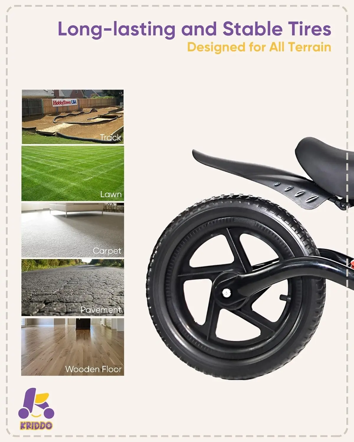 Kinder-Laufrad für 2-5 Jahre, mit Front licht, verbesserten Reifen für jedes Gelände, verbessertem Lager für glattes und stabiles Fahren