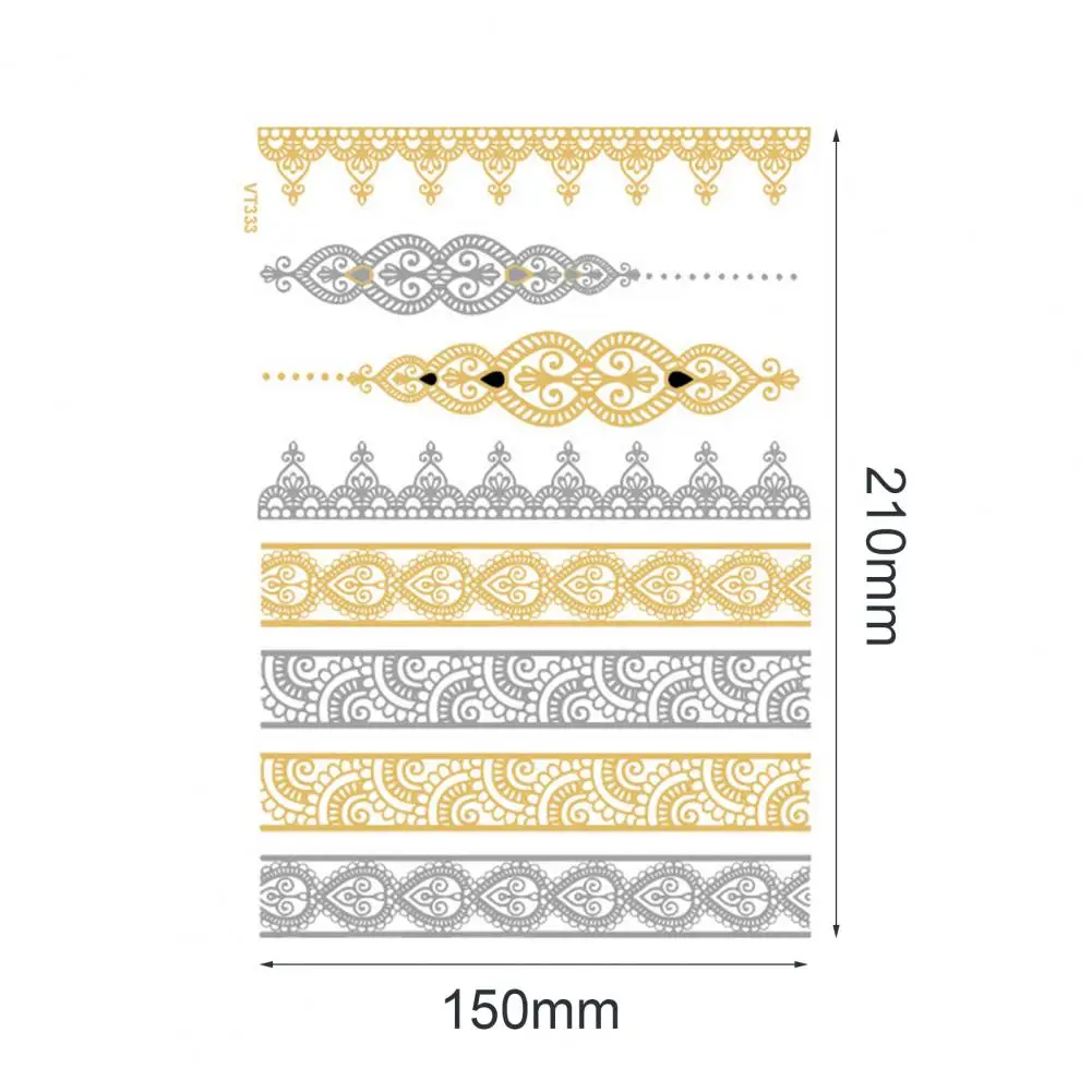 Waterproof Tattoo Sticker Body Art Art Bracelet Pattern Golden Metallic Transfer for Body Art