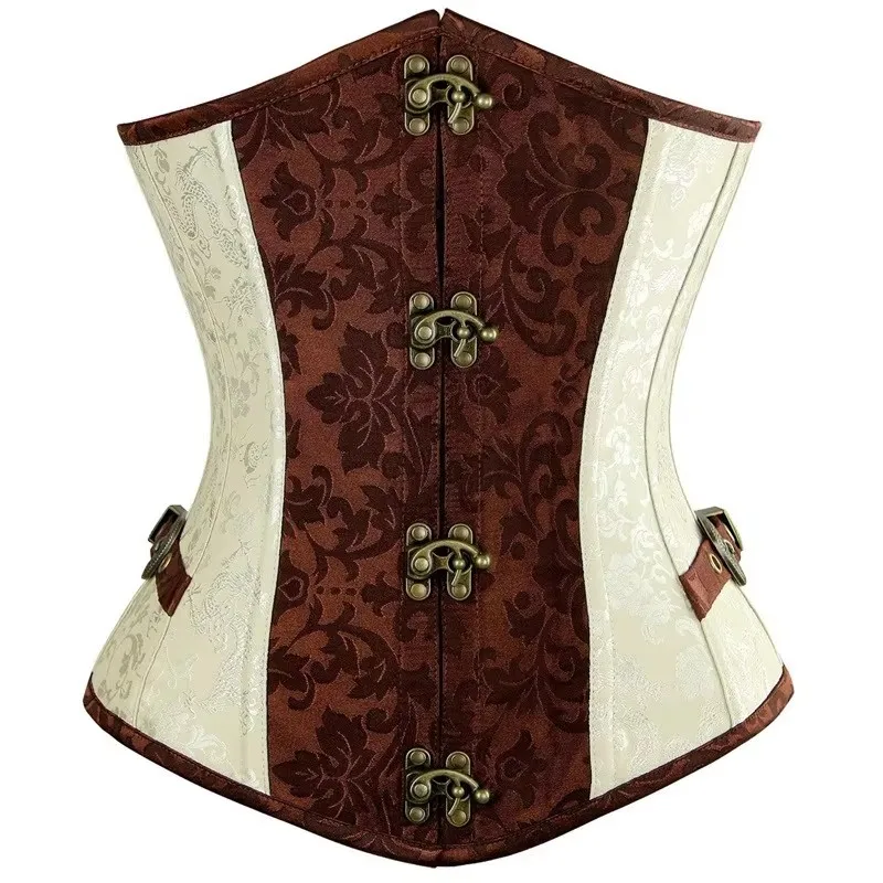 Steampunk Corset Underbust Top Gothic Jacquard Leather Steel Boned Waist Slimming Bustier Retro Corsets For Women Pirate Costume