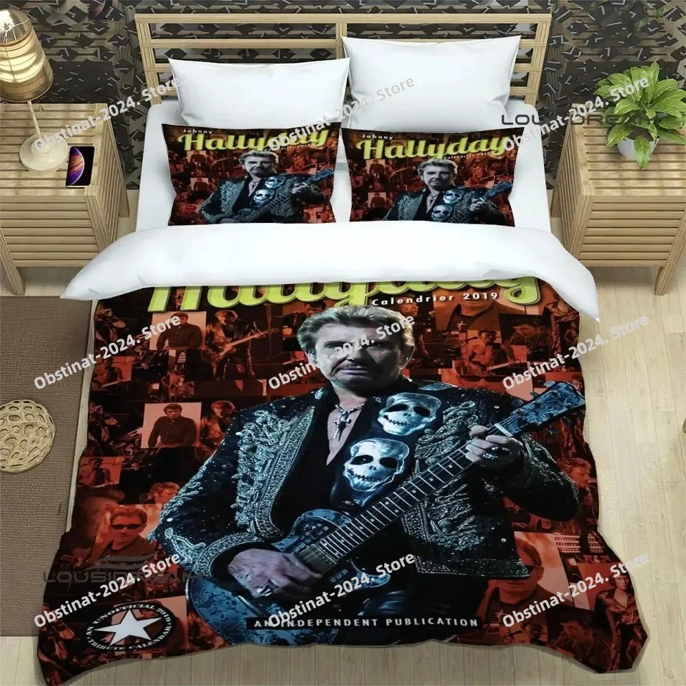 Juego de ropa de cama de la estrella del rock Johnny Hallyday, juego de ropa de cama exquisita, funda de edredón, juego de edredón, juego de ropa de cama, regalo de cumpleaños de lujo