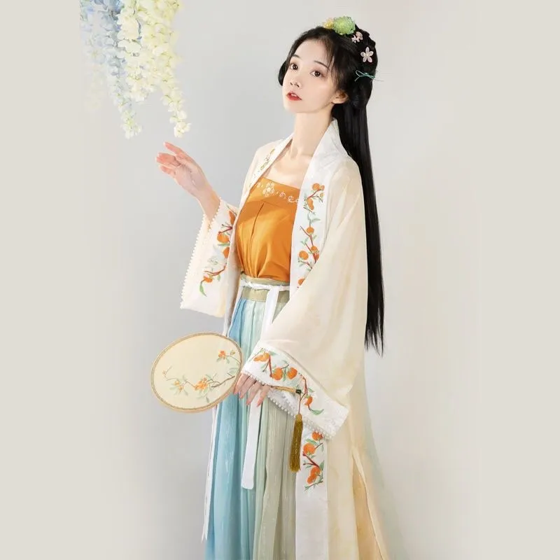 

NT102 2024 New Hanfu Women's Song Dynasty Four-piece Set Pair Dress 4 M 5 Hundred Pleated Skirt All-match for Spring and Summer