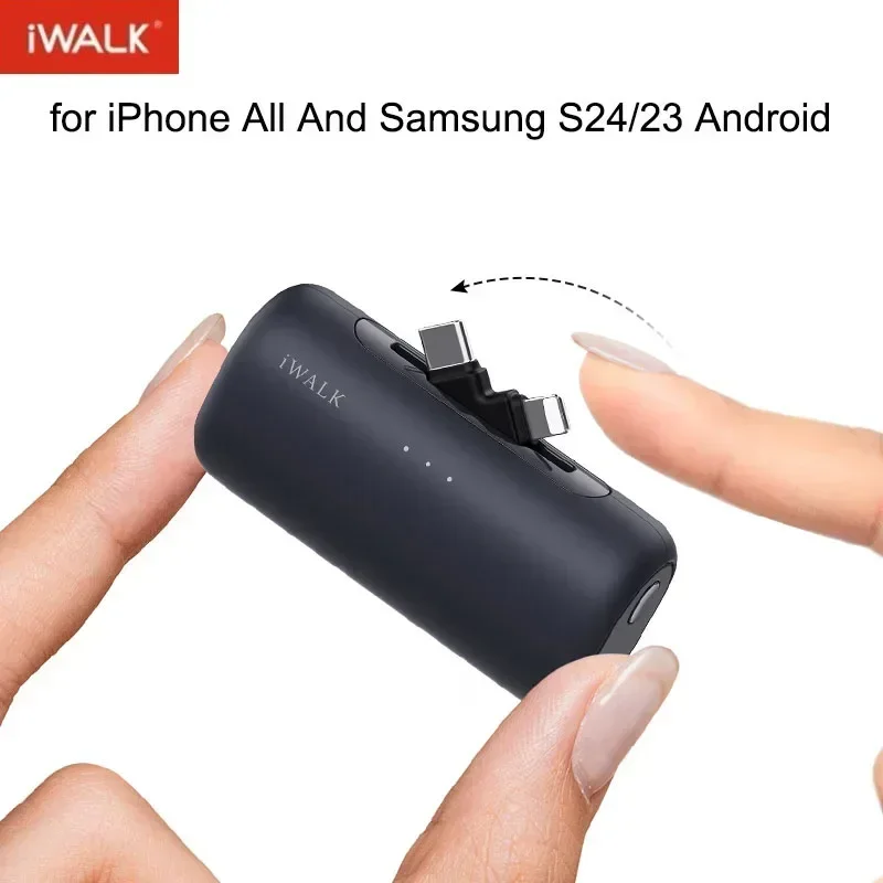 

iWALK Dual Head Switchable Capsule Power Bank,fast Charging,compact and Portable Dual Connector Compatible for IPhone All Models