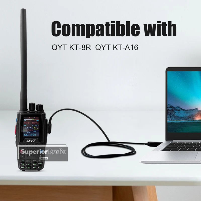 QYT KT-A16 Walkie Talkie USB Programming Cable K-type Original Compatiblw with KT-8R Two Way Ham Radios Accessories Driver Free