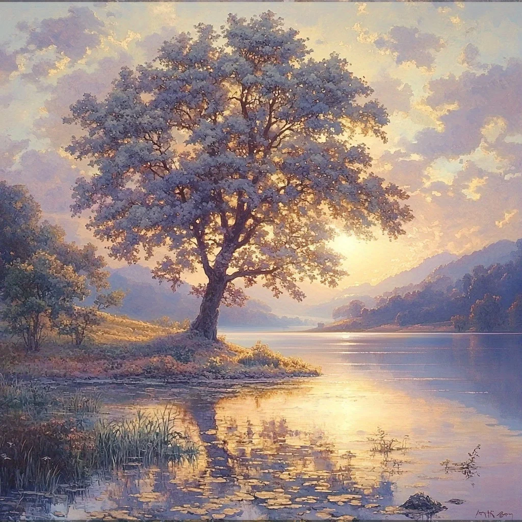 

500/1024PCS Paper Jigsaw Puzzle Large Trees By The River Puzzle Modern Home Decoration Relax and unwind with family and friends