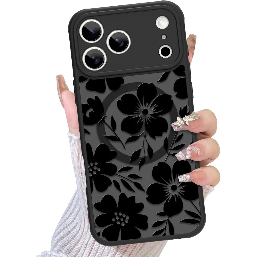 

Compatible with iPhone 17 Pro Max Case 2025 Support for MagSafe Cute Pattern Floral Flower Camera Protection Matte