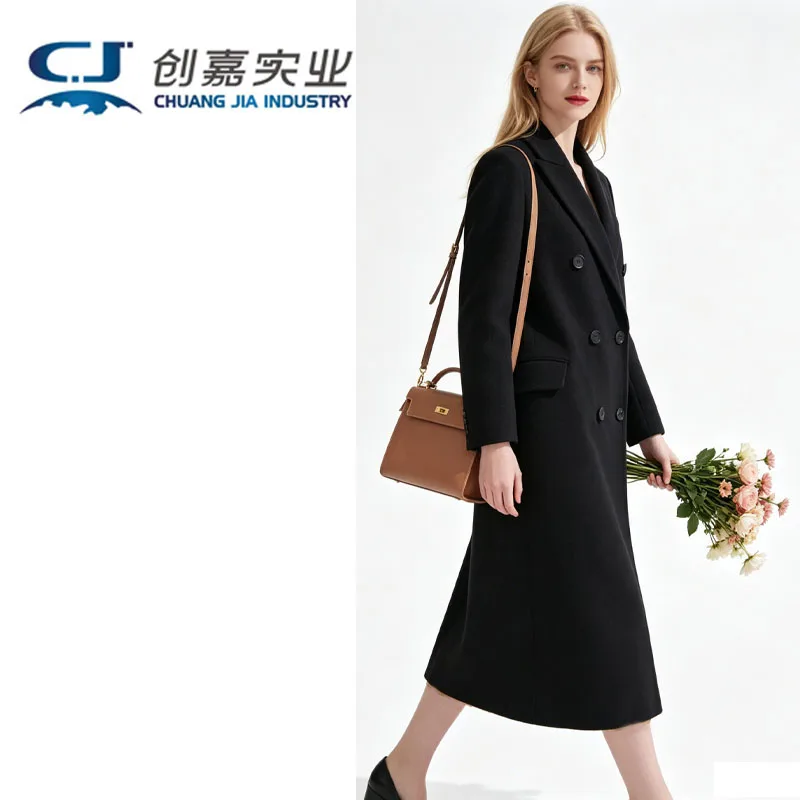 

High-end Double-sided Wool Women's Autumn Winter Coat Water Ripple Long Temperament Coat Elegant Fashion Light Luxury Clothing