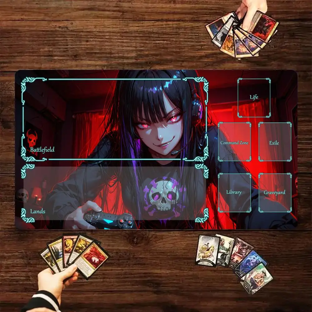 

Magic Playmat Card Gaming Mat with zone Cool e-sports girls mtg playmat gathering gaming mats Commander Battle playmat magic rug