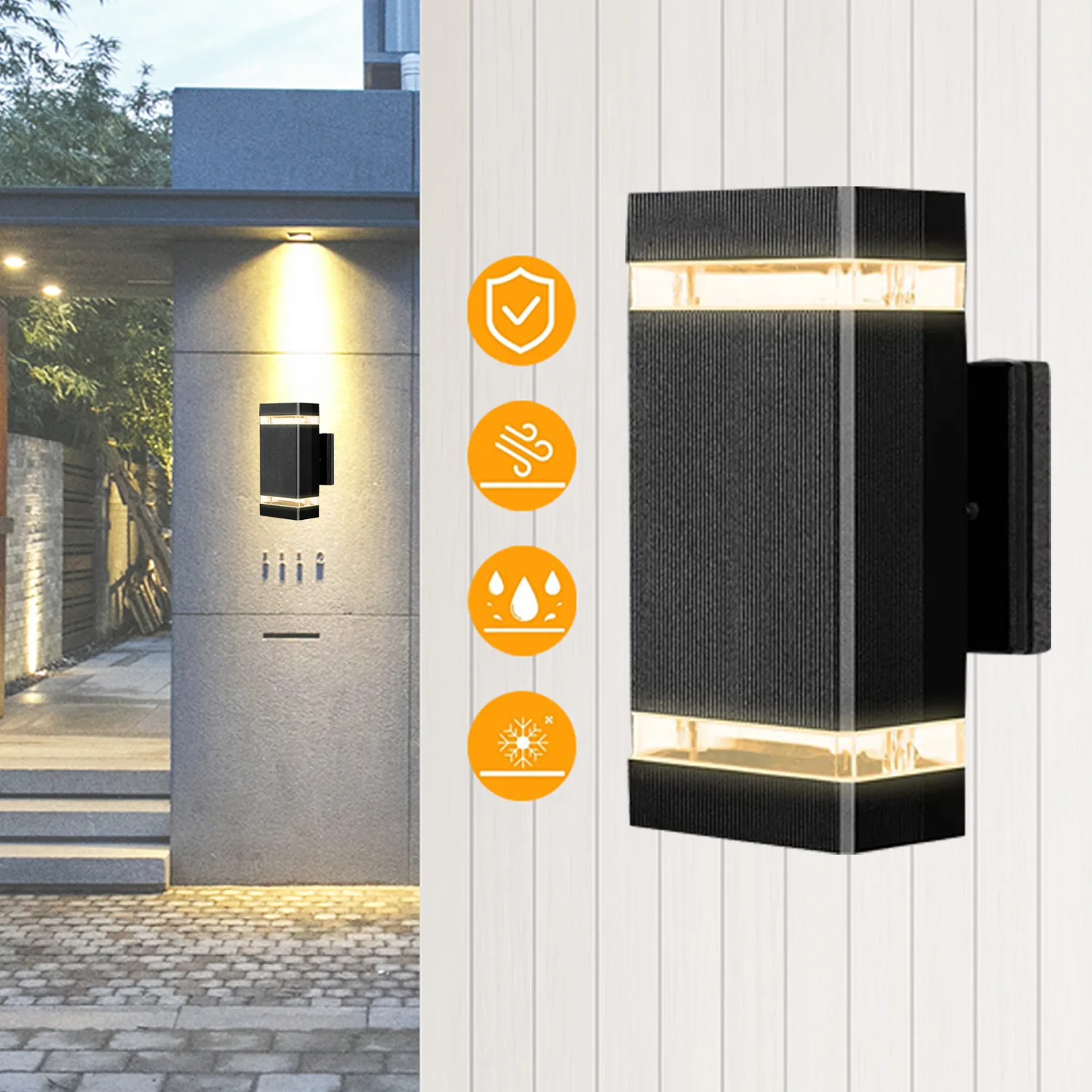 Lampada da parete a LED per illuminazione esterna Lampada da parete per esterni da giardino impermeabile E27, lampada da parete impermeabile per portico scala corridoio IP65