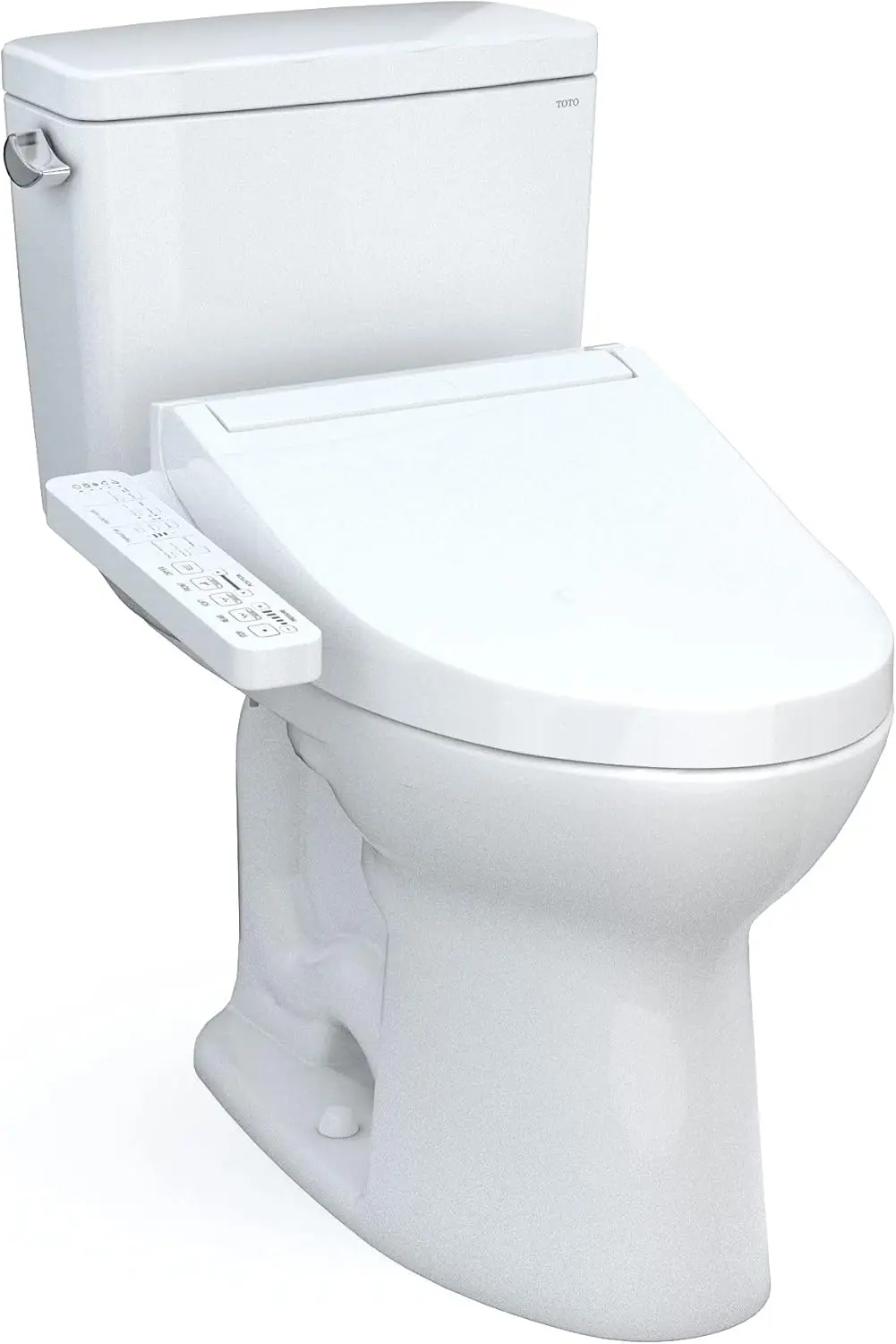 

Two-Piece Elongated 1.6 GPF Universal Height TORNADO FLUSH Toilet with C2 Bidet Seat Cotton White