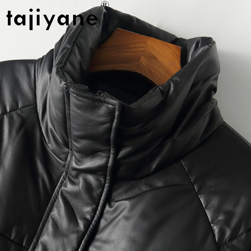 TAJIYANE 100% Skóra Owcza Kurtka Puchowa Damska Krótka Czarna Skórzana Kurtka Ciepłe Kurtki Puchowe Zimowe Ubrania Damskie 2025 코트