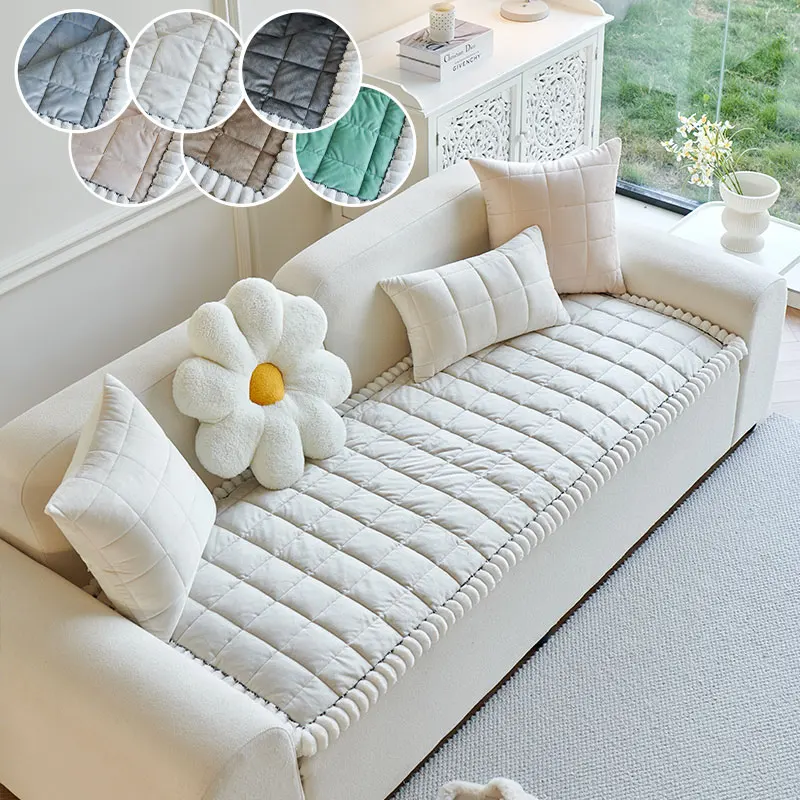 1PC-Contemporary hot selling high-end plaid sofa mat, all season universal sofa mat, living room dustproof sofa mat