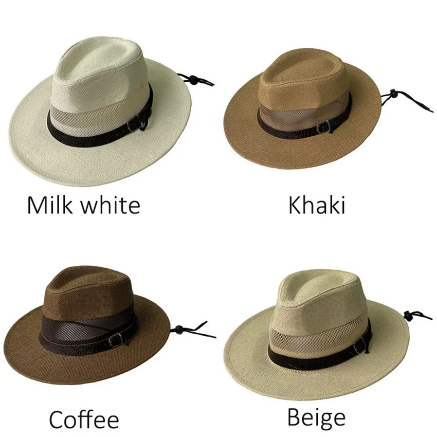 

Summer Men Straw Hat Fedoras Hat Gangster Cap Breathable Sunhat Beach Hats Panama Hat Outdoor Sports Cap Top Hats