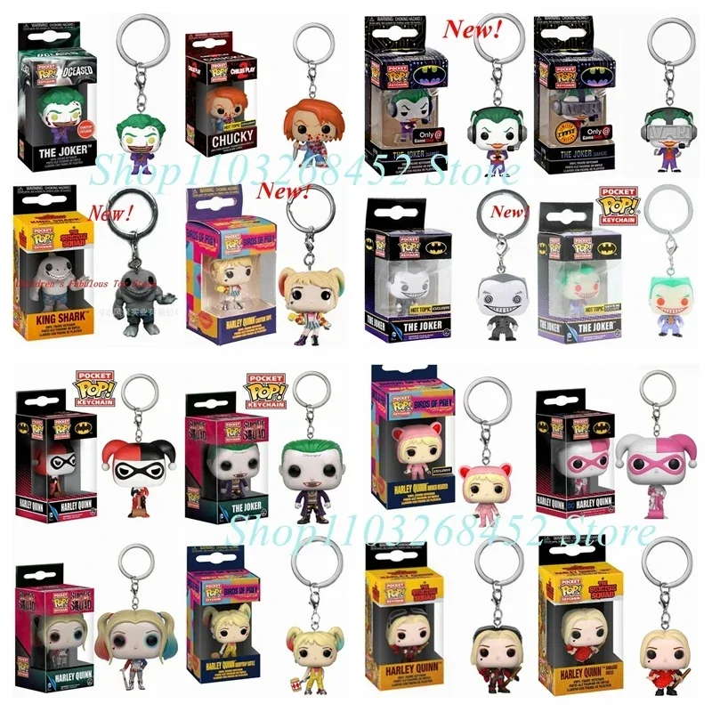 FUNKO Pocket nuevo Suicide Squad The Joker Harley Quinn Pocket Pop llavero vinilo colección de figuras de acción modelo juguetes para regalos