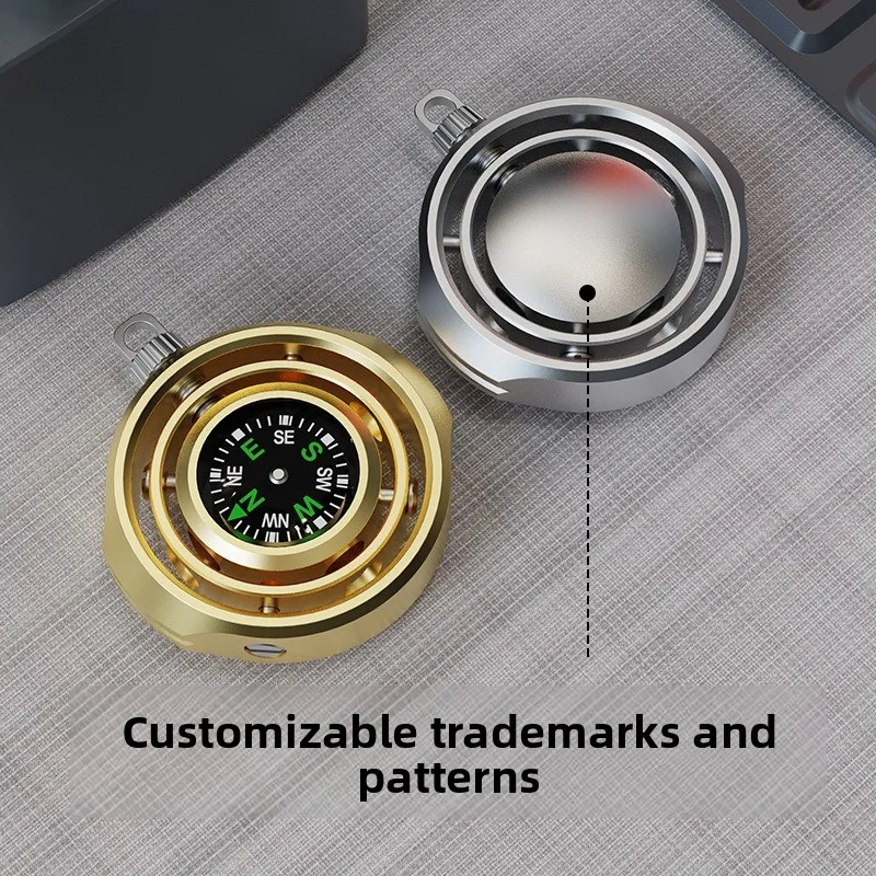 Outdoor Fidget Spinner Compass Palm‑Size Rotating Stress Relief Spinner Portable Multifunctional Navigation Tool