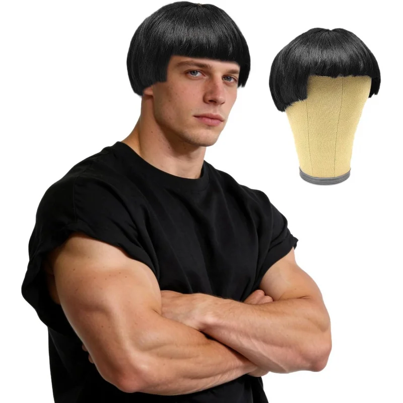 

Парик Final Boss Style в стиле 60-х, черный, сферический, синтетический, квадратной формы с челкой, для ретро-косплея и Хэллоуина