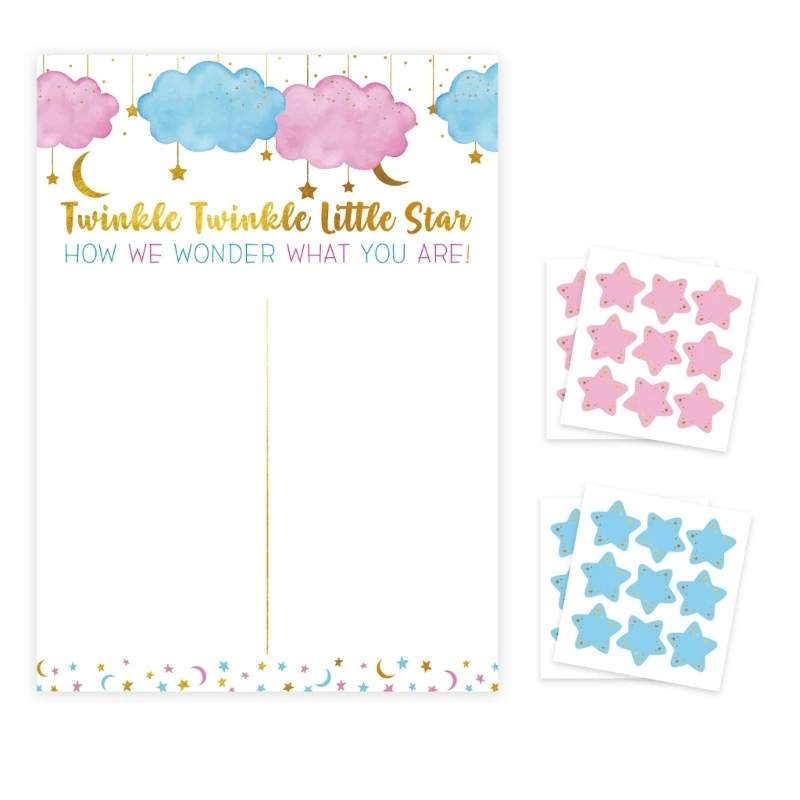 Boy or Girl Gender Reveal Game Cloud Poster with Voting Stickers Gender Baby Gender Prediction Decoration Baby Shower