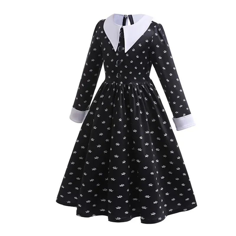 Wednesday Addams Girls Costume Cosplay Princess Costume Birthday Disguise Children Halloween Clothing Carnival Party Black Dress