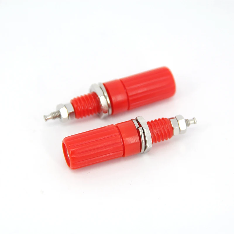 M3*45 4pcs 4mm Banana Socket Binding Post Nut Banana Plug red black sound panel Jack Electrical Connector Terminal