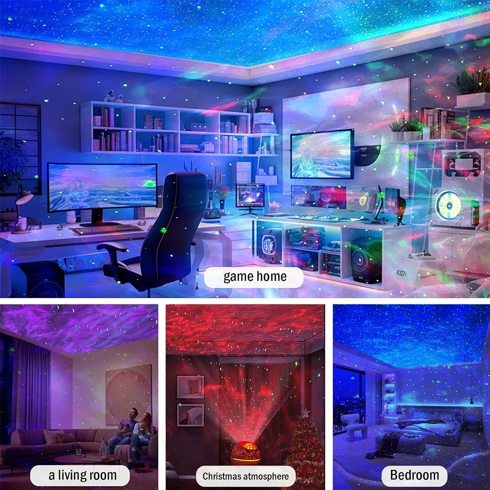 Dinosaur Egg Galaxy Star Projector Starry Light with Wireless Music Player LED Night Lamp with White Noise Nebula Remote Control