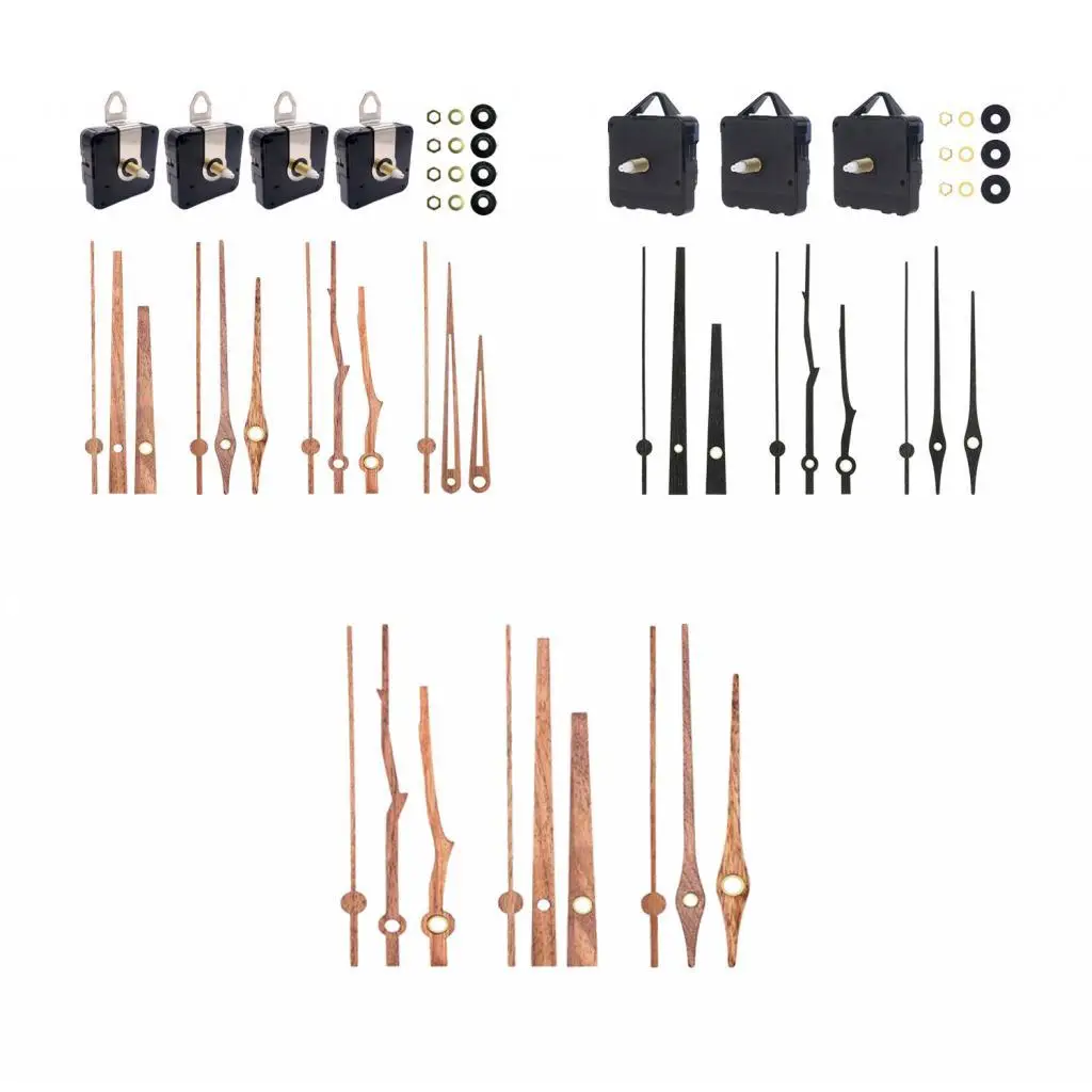 4Pcs Clock Movement with Walnut Hands Long Shaft Clock Movement Durable High