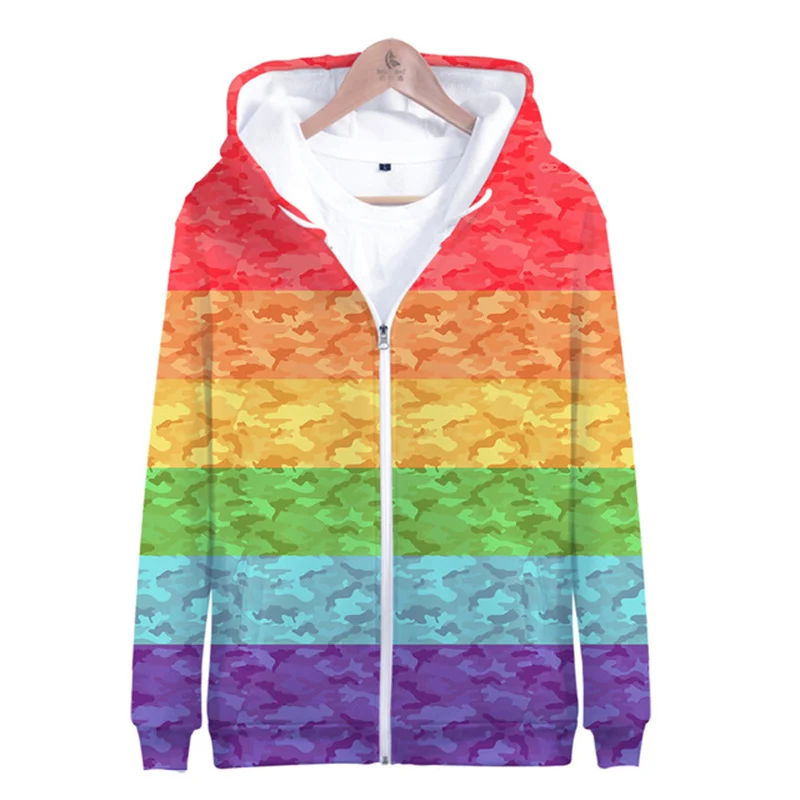 Fashion 3D Print LGBT Hoodies Men Women Rainbow Flag Sweatshirt Lesbian Gay Zipper Hoodie Casual Long Sleeve Jacket Coat Clothes