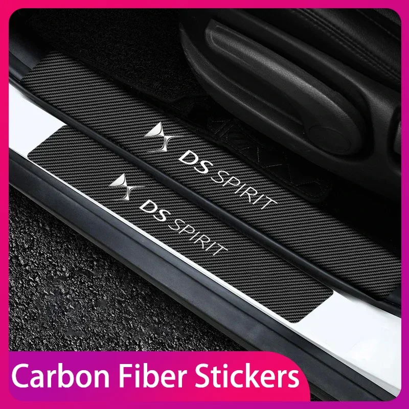 

4pcs Carbon Fiber Car Door Sill Sticker Auto Door Threshold Scratch Waterproof For Citroen DS 2 3 4 5 6 7 DS2 DS3 DS4 DS5 DS6