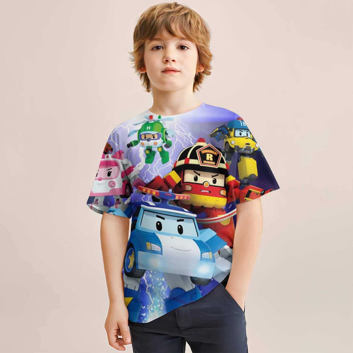 Sommerliches Casual 3D Super Wings Party-Oberteil Herren T-Shirt Damen Tee Jungen Top Kinder Eltern-Kind Schnelltrocknend Kurzarm Kinder-T-Shirt – Detail 10