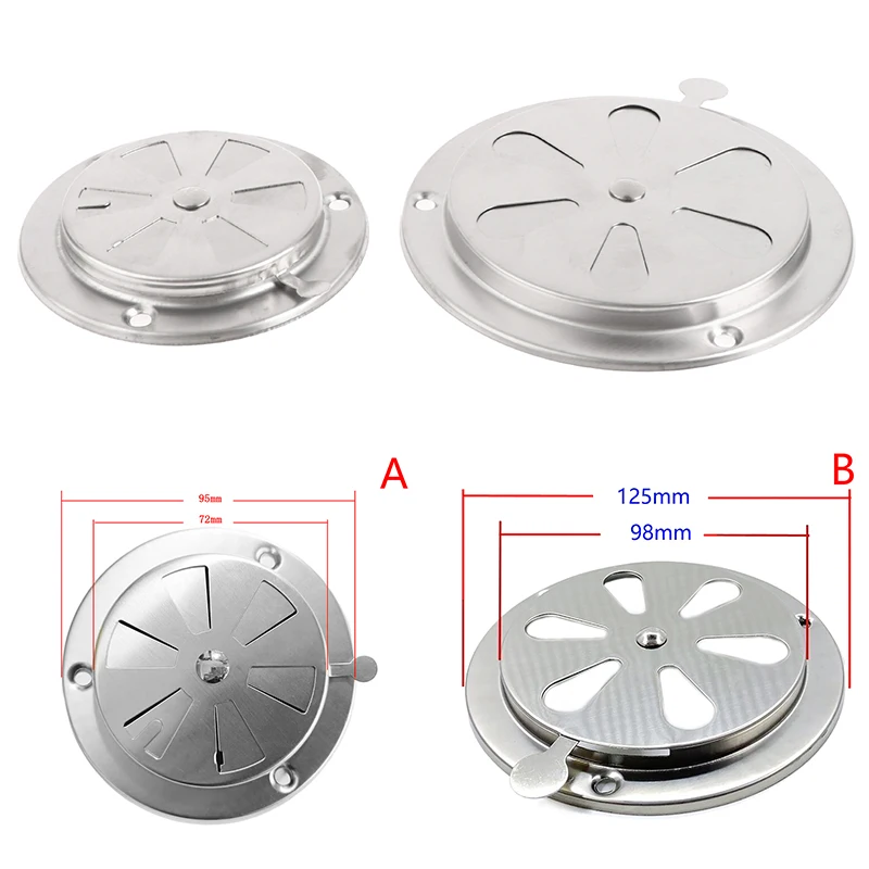 New 1pc 95/125mm Adjustable Air Vent Grille Round Ducting Ventilation Grilles Cover BBQ Grill Smoker Exhaust Vent Stove