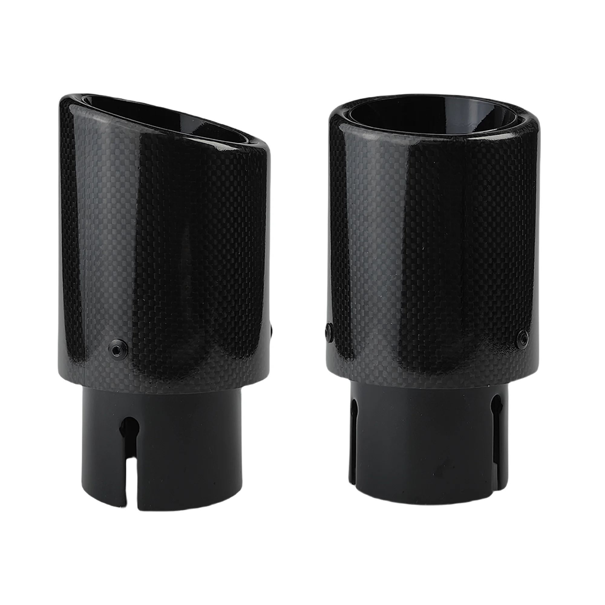 

1 Pcs Car Carbon Fibre Tail Throat Steel Silencer Bright Black Plain Weave Rolled Edge Glossy Muffler Exhaust Nozzle Tip