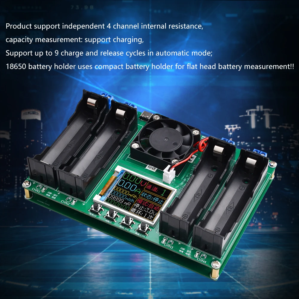 DC5V Battery Tester 2/4 Channel 18650 Lithium Battery Capacity Tester LCD Display Universal Spring Battery Holder Power Detector image 6